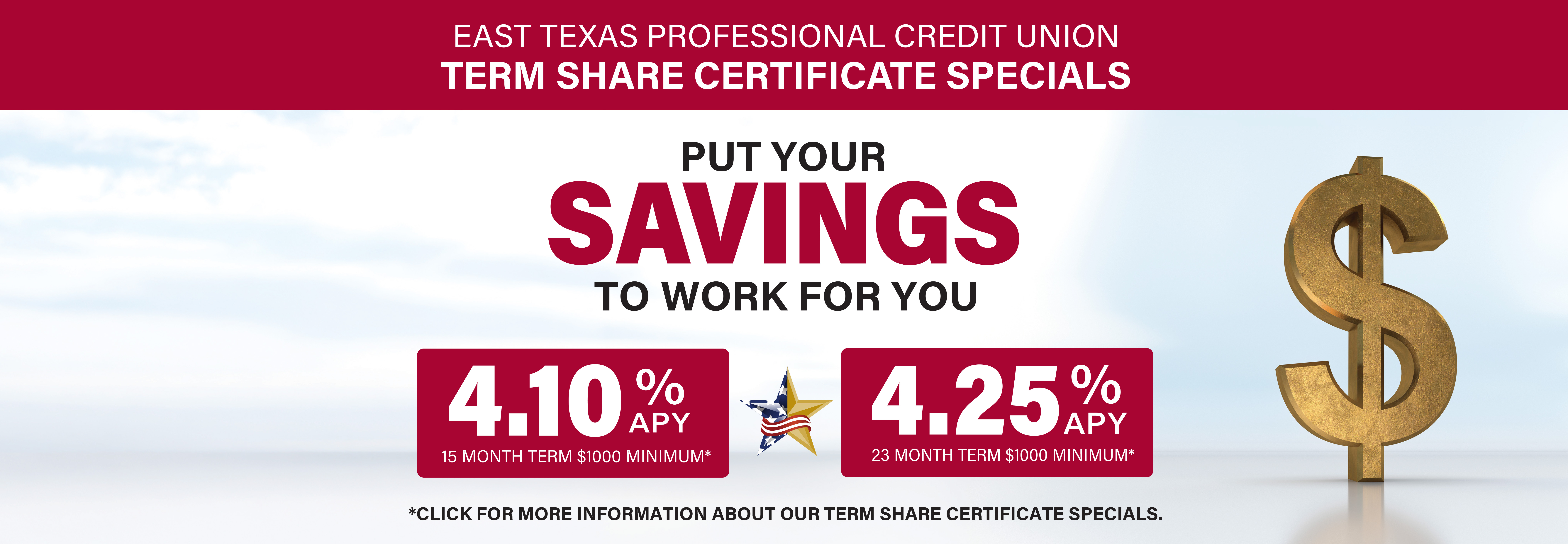 Home page banner ad TSC Promo 4.10% and 4.25%